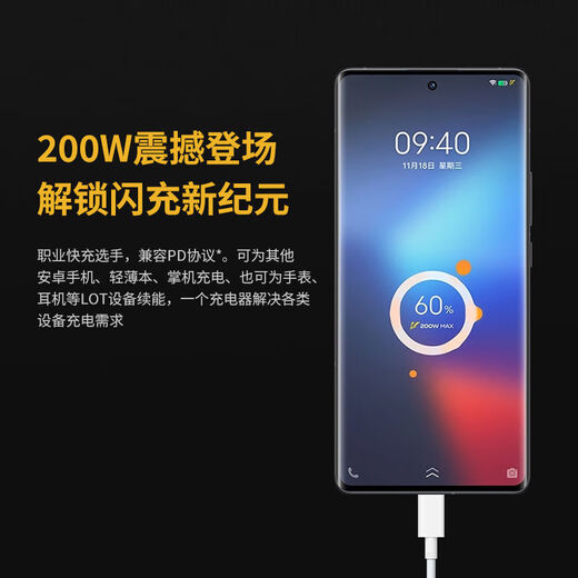 Congyue dual type-c flash charging cable suitable for vivo120W ultra-fast flash charging data cable iQOO200W charging cable