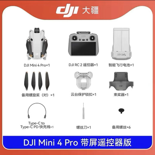 大疆创新大疆 DJI Mini 4 Pro 迷你航拍机 入门级无人机 高清专业航拍无损 DJI Mini 4 Pro 带屏遥控器版 官方标配 不含随心换