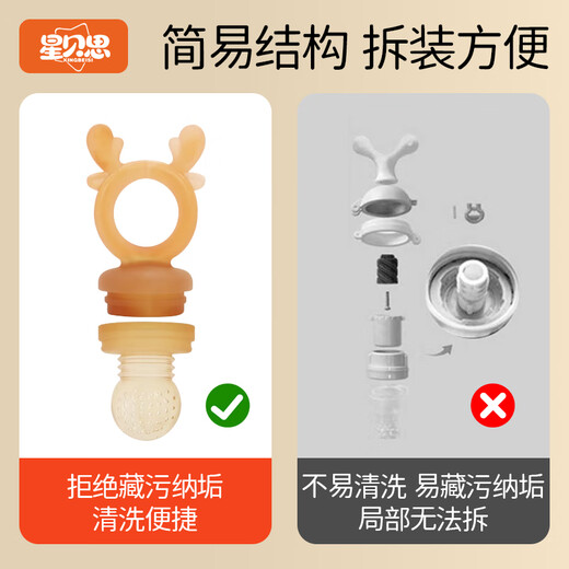 Star Beth baby chewing toothpaste soothing teether silicone chewing bag molar baby eating fruit and feeding fruit and vegetable food supplement chewing chewing toothpaste bear style 1 pack