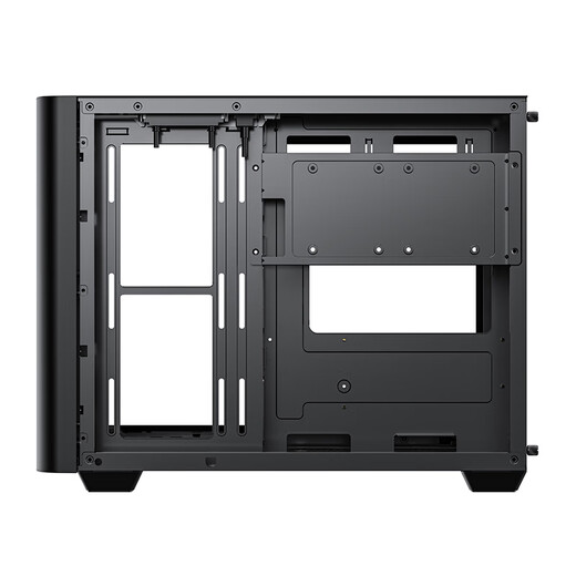 AOC Zhentian Bow CG355 schwarzer MATX-Desktop-Computer mit Meerblick, integriertes gebogenes Glas/360-Grad-Wasserkühlung/ARGB-Lichtleiste/linkes und rechtes Fach/Schnellverschluss-Design