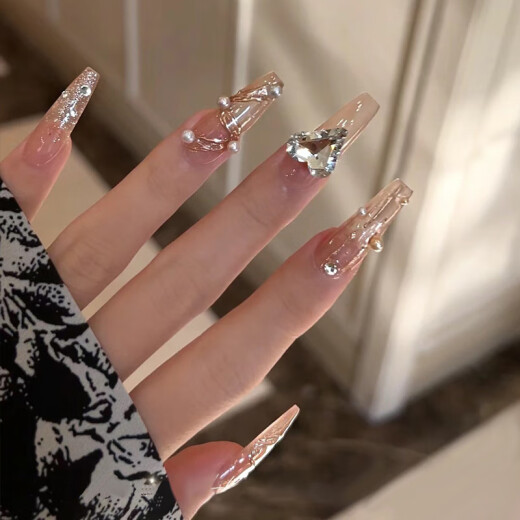Meine sieben Tage 2024 Neue handgefertigte Rüstungen mit mittlerer Länge mit mittlerem Eis durchscheinend Aurora Diamond Blush Nagelkunstplatte Finger 24 Tabletten bis 1047# Crystal Purple Butterfly Trage Tool Kit Style