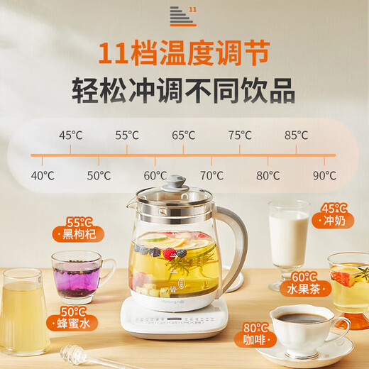 Joyoung health kettle glass kettle body kettle electric kettle thermostatic kettle large capacity tea kettle fully automatic office tea kettle decoction kettle flower tea kettle 1.5L Classic - 1.5L (304 stainless steel plate)