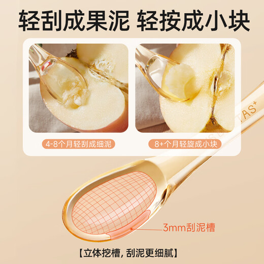 贝肽斯刮泥勺婴儿辅食勺子6个月以上水果挖泥勺宝宝辅食工具套装 ppsu刮泥勺 附带收纳盒