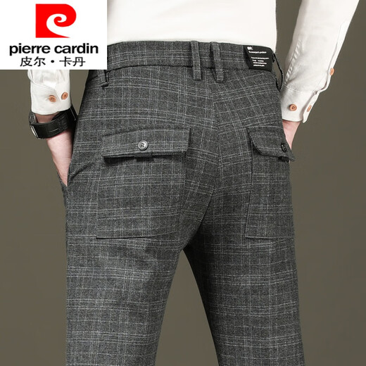 Pierre Cardin International Brand 2025 Frühlings- und Herbstpolsterhosen Herrenhosen Slim Herren lässige Hosen losen gerade und markiert ohne Bügel 688 Gray 36