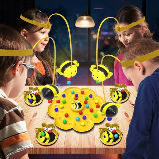 Little bee collecting nectar magnetic beads children's fishing toy 4 years old and above parent-child interactive early education for boys and girls Hard-working little bee collecting nectar game package for four