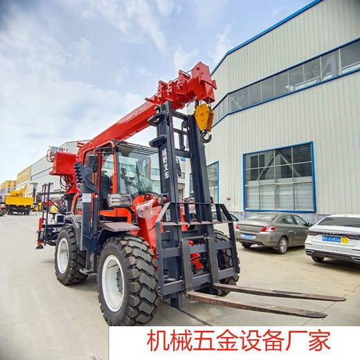 Four-wheel drive off-road forklift tail boom crane multi-functional lifting and transportation accessories