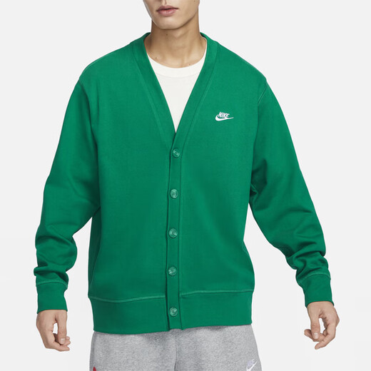 耐克（NIKE）外套男士2025春秋季新款针织开衫V领线衫休闲夹克上衣 FN3899-365绿色 L