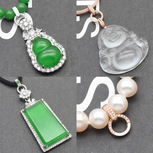 DL 1998 Fat Donglai same style 18k gold universal buckle 18K gold inlaid with diamonds high cargo rope double safety switch diy accessories 18K gold medium solid model round diamond + circle full diamond model