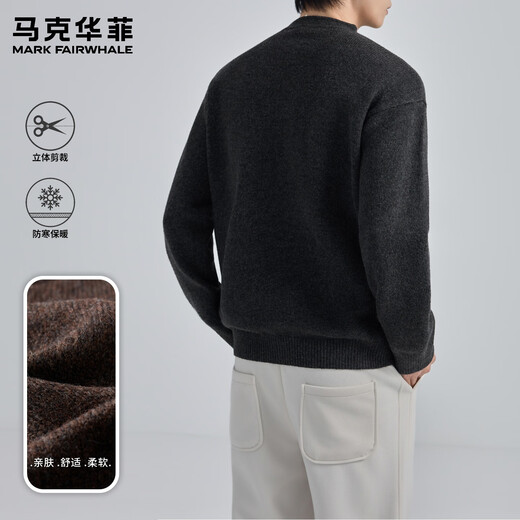 Mark WHALE (FAIRWHALE) high-end retro Henry collar sweater for men, autumn and winter long-sleeved tops, versatile warm pullover bottoming sweater, charcoal gray M, recommended weight 95-120 Jin Jin equals 0.5 kg