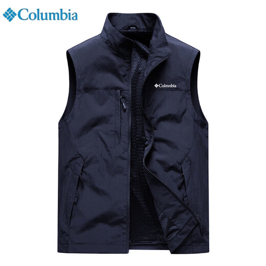 Columbia 2025 outdoor vest men's autumn casual vest fishing photography vest vest work jacket dark blue XL size