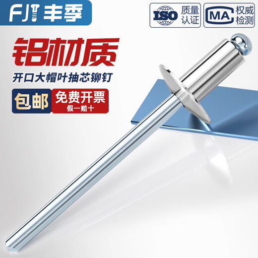Fengji national standard aluminum large cap blind rivets round head open type large head rivets large flat head automotive rivets M4*16*12 20 pcs