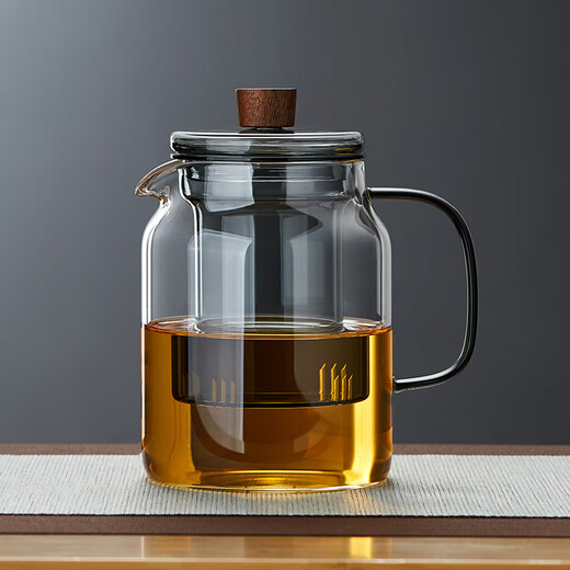 Mesni Teapot Glass Teapot Set Tea Maker Kung Fu Short Cup Dark Color Thickened Glass Flower Teapot