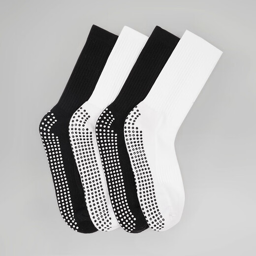 Huodiniao Autumn and Winter Professional Men's Yoga Pilates Anti-Slip Socks Mid-Tube Indoor Rope Jumping Sports Training Running Fitness Socks Thickened Mid-Tube Anti-Slip Socks - Black 2 Pairs