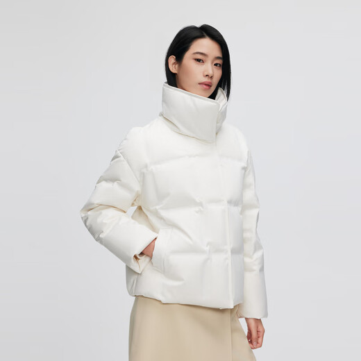 Bosideng (BOSIDENG) down jacket goose down women's lapel new national standard 90 velvet shopping mall fashion versatile same style slim jacket store manager recommended milk white diamond pattern jacquard 8958 XL 175/96A weight about 140-160Jin Jin equals 0.5 kg