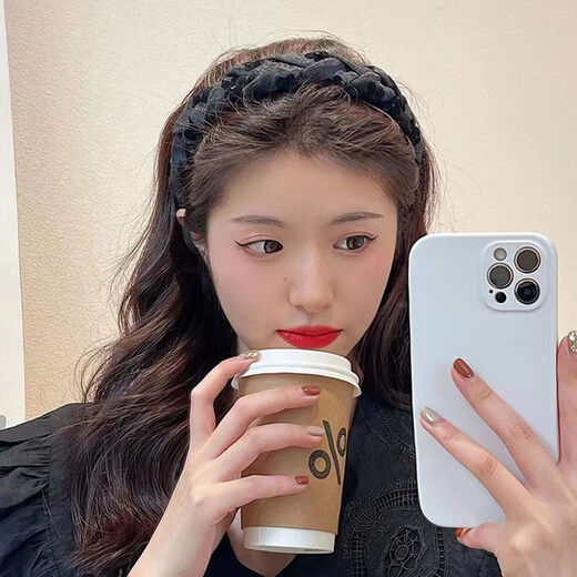 New style mesh headband Korean high-end hair accessories for women with teeth for washing face and pressing hair when going out, versatile temperament flower headband, flower-black