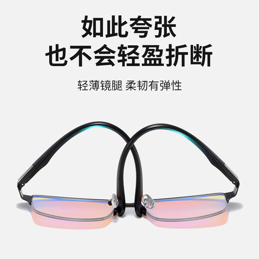 Xinjing Farbe rot grüne blinde Farbe Schwache Brille Transparente Korrektur für die Farbverteidigung TR90 Ultra-Licht-Halbrahmen zum Senden von Inspektionsbildern Schwarzer Rahmen + Spiegelbox Spiegeltuch + Erkennungsbilder Farbe blinde Farbe Schwaches Objektiv
