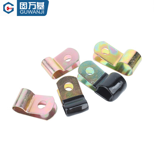 固万基铁镀锌单管夹Q686F4浸塑R型弹簧性油管卡箍线卡固定理线金属夹子 铁彩锌-D30 (5只)