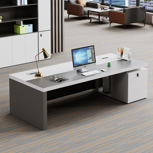 Desk Xiaobai Desk Boss Desk President's Desk Modern Simple Office Furniture Executive Desk Office Desk and Chair Combination White 1.8 Meter Boss Desk