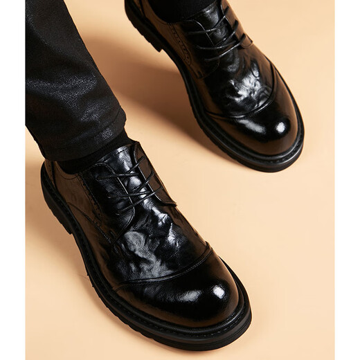 COOKOOS brand formal business casual leather shoes for men 2025 first layer cowhide genuine leather thick sole soft leather wedding shoes for men black 42