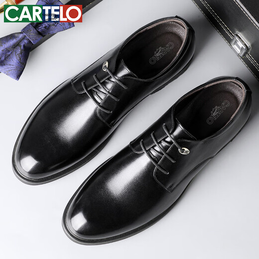 CARTELO British cowhide business formal casual men's low-cut lace-up leather shoes for men 511 black 44