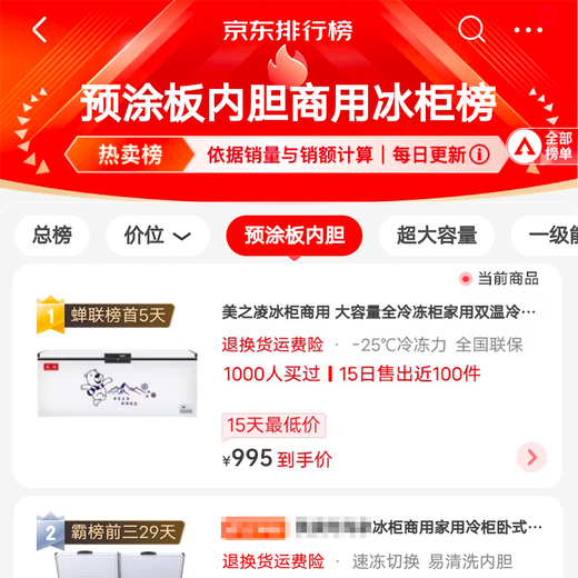 美之凌冰柜商用大容量全冷冻柜双温冷柜 家用冷藏冷冻卧式展示柜商用冷柜 698双温双箱丨一级能效丨长1.45米