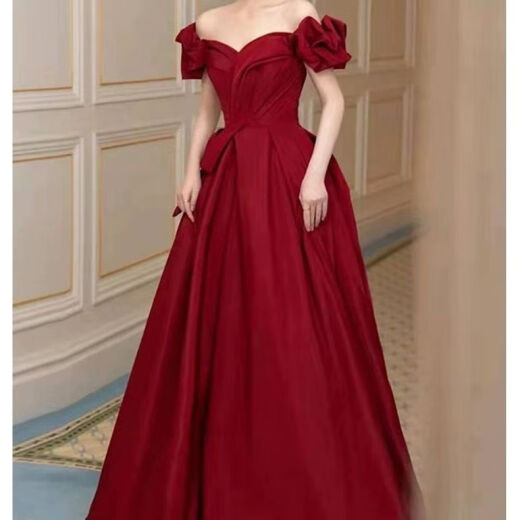 WXNT rotes Kleid 2024 Neues Sommer Light Luxury High-End Toast Clothes Braut bei Runaway Princess French Hosting Jahrestreffen 3291 2xl