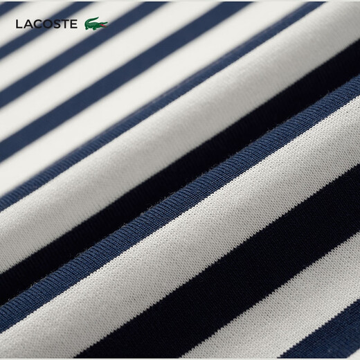 鳄鱼法国鳄鱼女装24秋季新款圆领时尚撞色条纹休闲长袖T恤TF9207 hhw/藏青色 38 /165