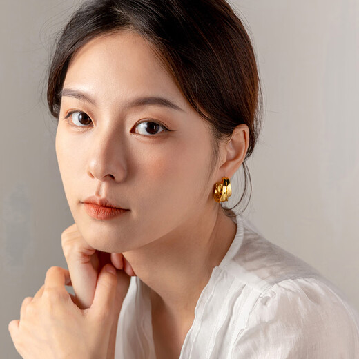 Fat Donglai's same style DL 199818k gold European and American style French retro women's 2024 new ring earrings gold feeling 18K gold plated