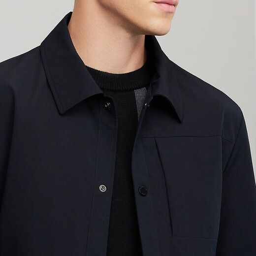 Dances with Wolves Exquisite Lined Jacket Men's Autumn and Winter Lapel Commuting Workwear Jacket Top Black XL