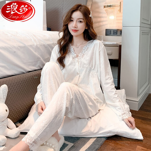 
LangSha light luxury princess style pajamas for women long-sleeved spring, autumn and winter new style gold velvet thickened lace lace home clothing set HT#9923 Strawberry M [75-95Jin [Jin equals 0.5 kg]]