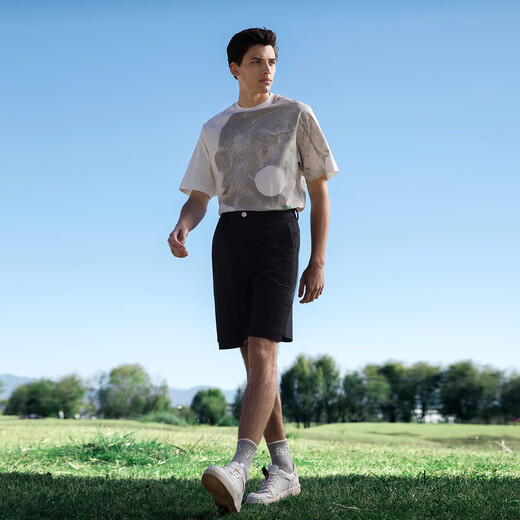 VICUTU men's shorts, summer style, cool, comfortable, skin-friendly, business casual, versatile five-quarter pants, black and green 31