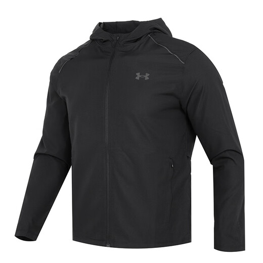 安德玛（Under Armour）外套男  夏季新款梭织快干薄款透气连帽健身训练运动服夹克 1376795/连帽/薄款/快干 黑色 M 170/92A