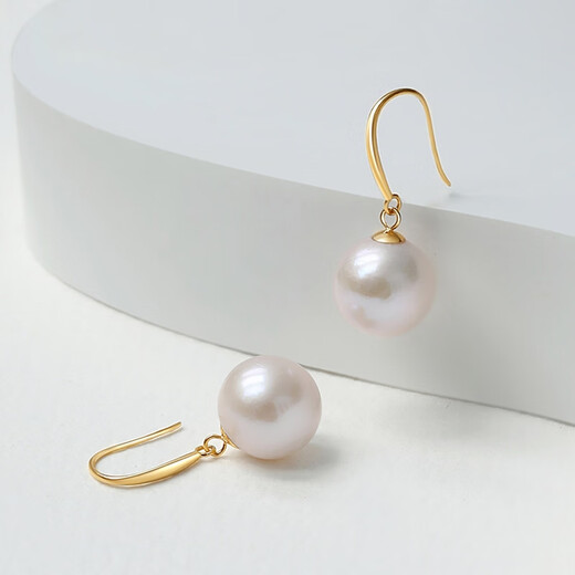 Queen of Pearls 18K Gold 10-11mm Pearl Earrings Fashionable Commuting Style Earrings Gift for Girlfriend