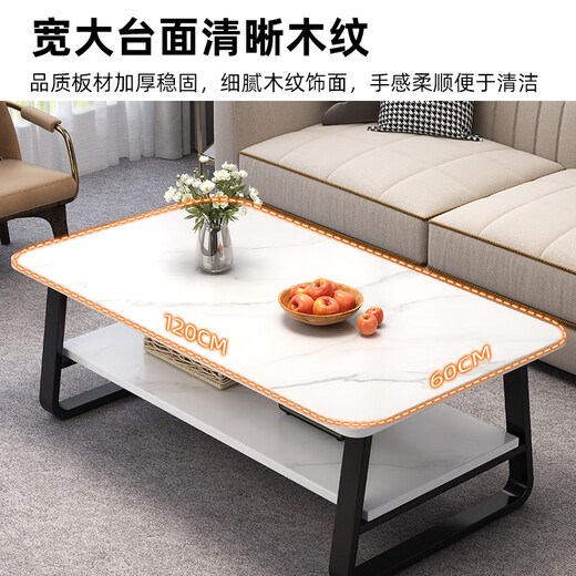 Shanshan wood art coffee table living room household double-layer light luxury coffee table small apartment modern simple small tea table multi-functional sofa side table