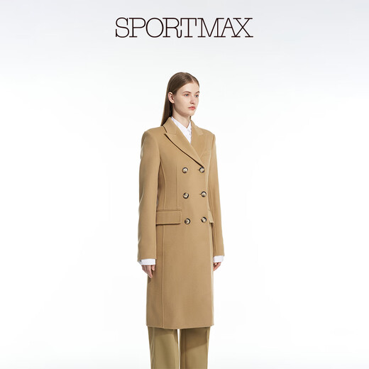 sportmax 【臻选惠享】春夏女装绵羊毛双排扣正肩大衣2011014106 浅驼色 40