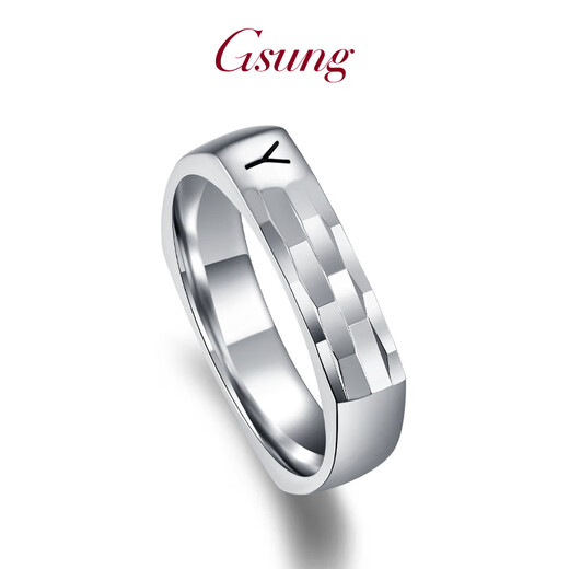 GsunG platinum ring men's PT950 couple ring new outer square inner circle shiny platinum ring women's fashion laser size 8-15 width about 3.8mm contact customer service