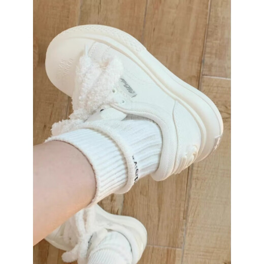 BKQU (bkqu) thick-soled big-head canvas shoes for women summer national fashion white shoes 2024 season ugly and cute students versatile pink [++ pink bow] 35