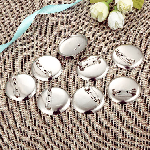Muyu pin insurance safety pin placket corsage base buckle pin with lock tie brooch DIY accessories handmade jewelry silver disc brooch 2.5CM [20 pieces]