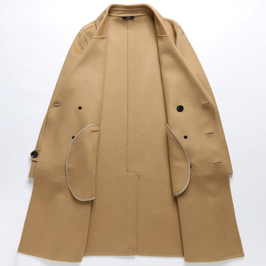 Hengyuanxiang double-sided woolen coat for men 24 autumn and winter new fashion pure handmade double-breasted long anti-wrinkle non-iron black 170