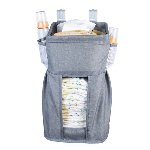 Clcey Baby Cot Rangement Sac de rangement Discussion de jeu Sac de suspension de lit de garde-gardien Lit Lit Lit Bouteau Bouteille de rangement Gris (modèle à une seule couche)