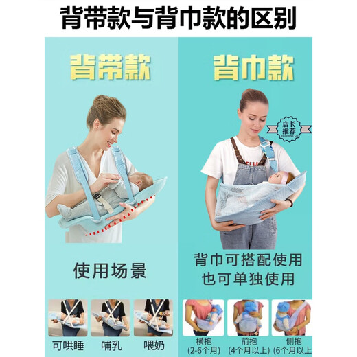 博比龙德国新生儿背带横抱娃神器前抱式小月龄宝宝0-3月婴儿抱抱托外出 婴儿网兜背带-纯灰色【透气款】