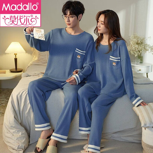 Modal brand couple pajamas one man and one woman spring and autumn pure cotton thin comfortable breathable long-sleeved lover home clothing set ZX men 15810 women 2581 M women + men XL