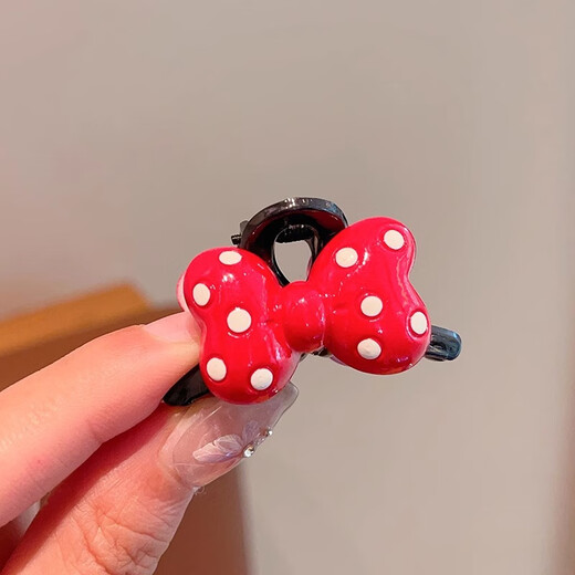 BARY REEF children's grabber cute girl red polka dot bow hairpin small broken hair bangs clip Korean girl hair accessories princess polka dot bow small grabber pair
