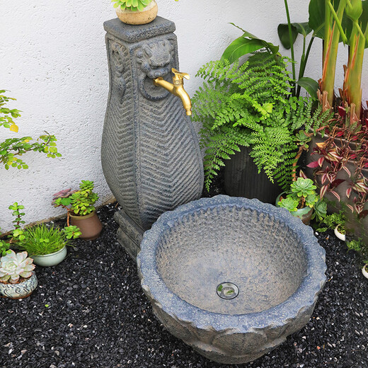 Zhidei courtyard balcony water faucet mop pool outdoor garden decoration landscaping column faucet household floor-standing mop pool Ping An Xile column water faucet without faucet