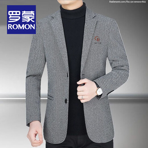 罗蒙（ROMON）西装男士中年小西服男时尚男装春秋装商务休闲外套男衣服夹克男 2017藏蓝色 170(105-120斤穿)
