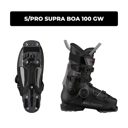 Salomon new ski shoes for men and women, ski equipment S/PRO SUPRA BOA series S/PRO SUPRA BOA 100 black gray 25.5