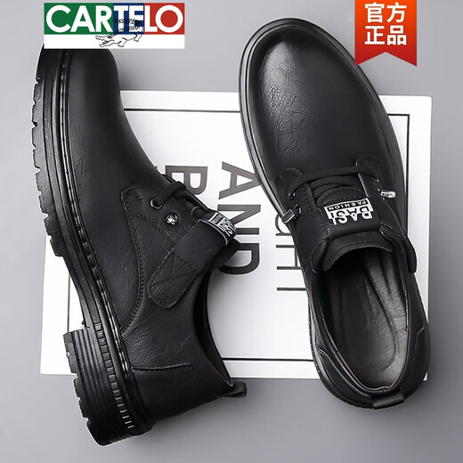 Cartelo Brand Cowhide Oren Chaussures masculines Nouveau 2024 Chaussures en cuir décontractées en cuir masculin Houghtable Chaussures de conduite Nouveaux produits 9908 Nouveau noir 42