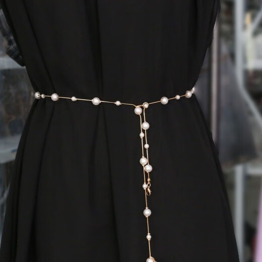 Zhuang Liyuan waist chain women's skirt belt women's summer pearl accessories dress summer decorative waist chain versatile chain white 120cm