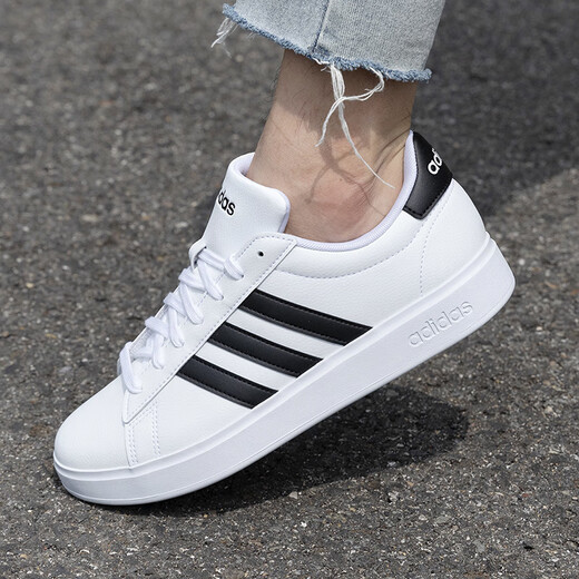 Adidas lässige Schuhe Herrenschuhe 2025 Sommer neue Sportschuhe modische Drei-Tripe-Low-Top-Schuhe GW9195 Weiß und Schwarz 40 (245 mm)
