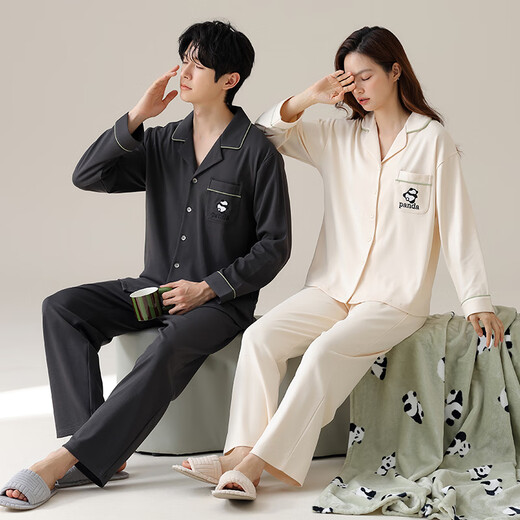 Katzenpaar Pyjamas Frühlings- und Herbst-Frauen reine Baumwolle, langärmelte Strickjacke im Herbst und Winter können außen für Herren-Heimkleidung angeklagt werden 02d16802 Frauen xl
